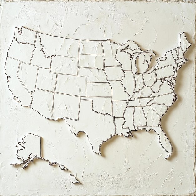 Map of the United States in white color