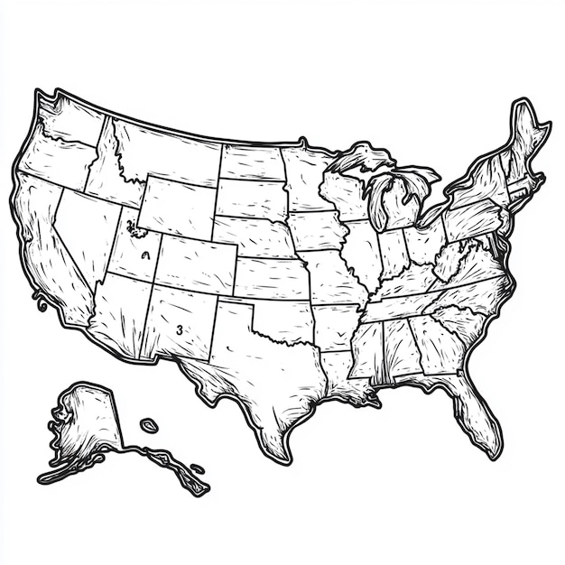 Photo map of the united states in white color