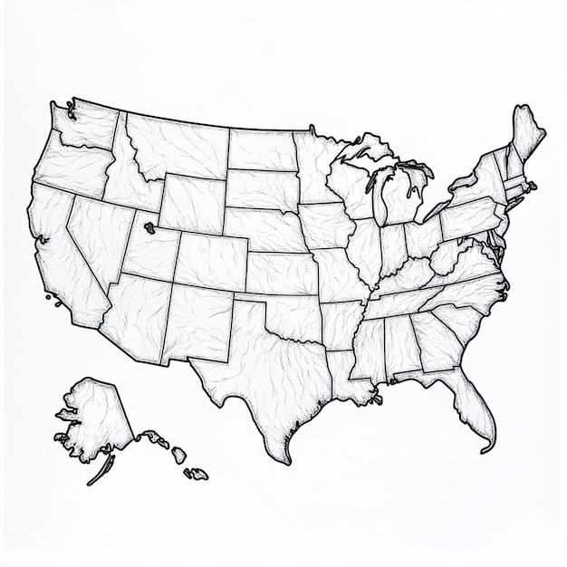 Photo map of the united states in white color