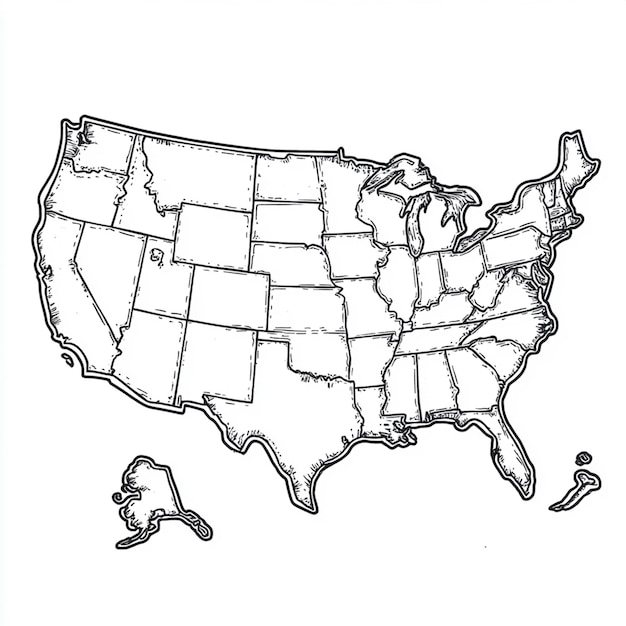 Photo map of the united states in white color