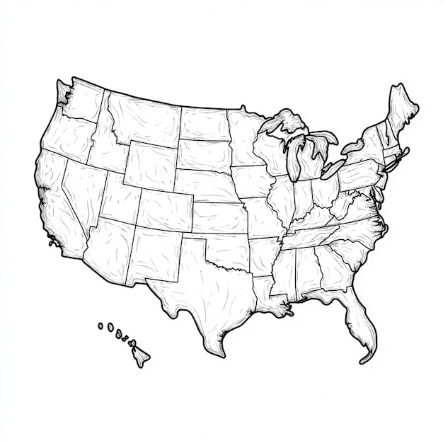 Photo map of the united states in white color