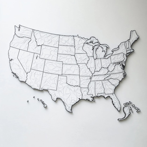 Map of the United States in white color