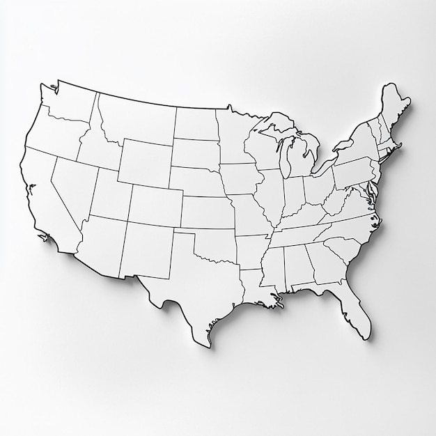 Photo map of the united states in white color