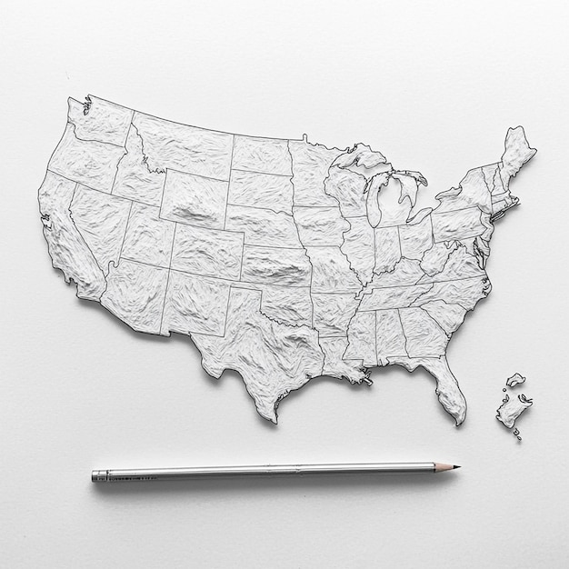 Map of the United States in white color