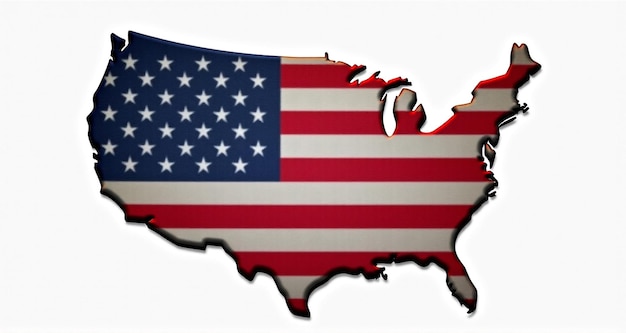 a map of the united states with the american flag