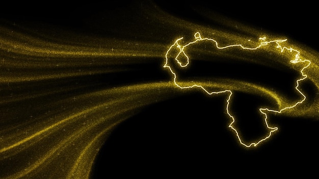 Map of Venezuela, Gold glitter map on dark background