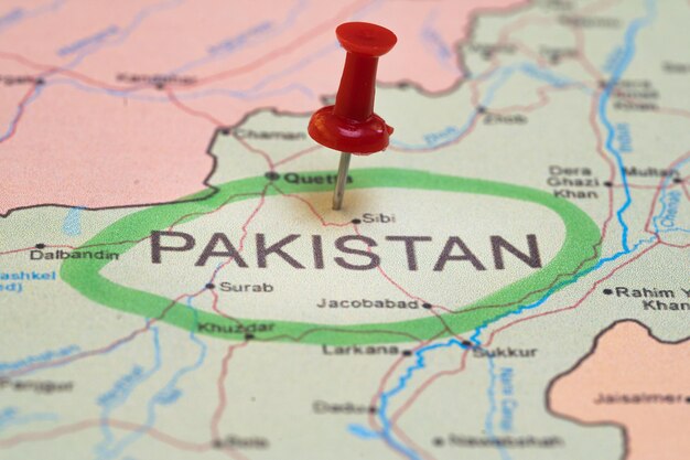 map with a pin in Pakistan destination places to visit this year