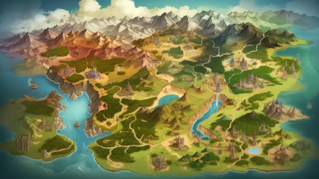 A map of the world of heroes