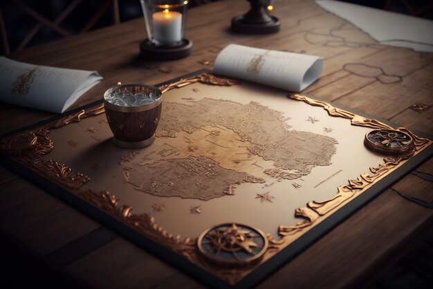 A map of the world on a table