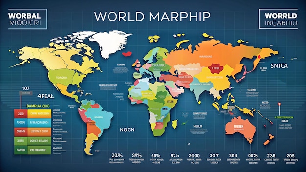 Photo a map of the world that is labeled world map