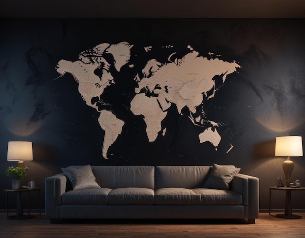 a map of the world on a wall