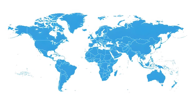 a map of the world with the blue map of the world