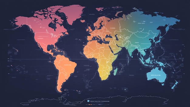 Photo map of the world with the colors of the world