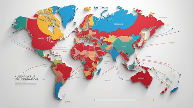 Photo a map of the world with the countries labeled and labeled with the countries