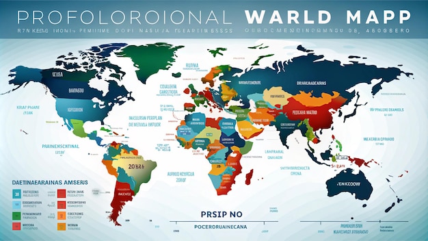 Photo a map of the world with different colored maps including the different countries