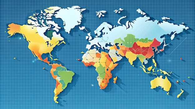 Photo a map of the world with the map of the world labeled with the countries