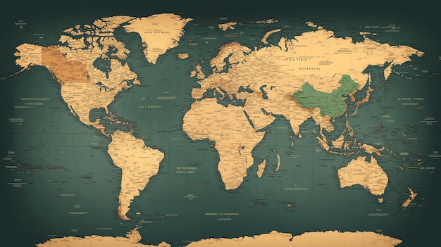 a map of the world with the name of the world on it