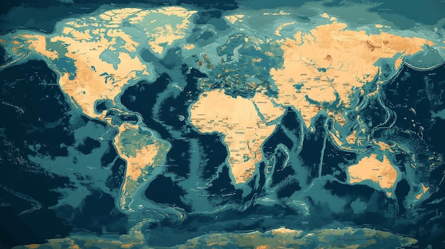 a map of the world with the words  earth  on it