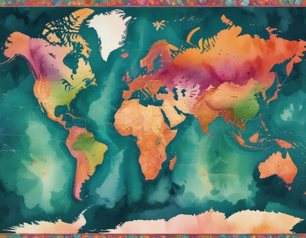 Photo a map of the world with the words quot the world quot on it