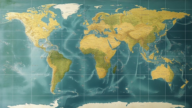 a map of the world with the world on it