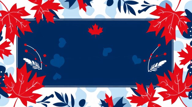 Photo maple leaf border with blue center for canadian theme