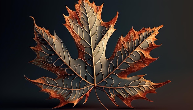 Maple leaf digital art illustration Generative AI