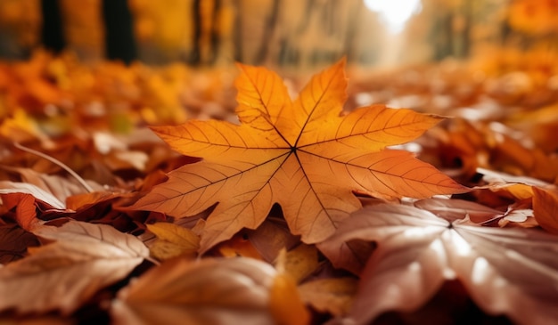 A maple leaf with a black dot on it is laying on the ground