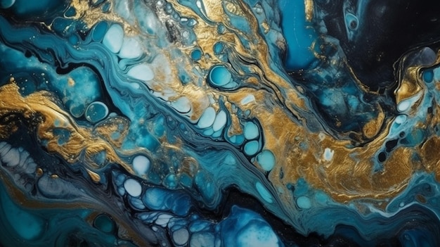 Marble abstract acrylic background Blue marbling artwork texturegenerative ai