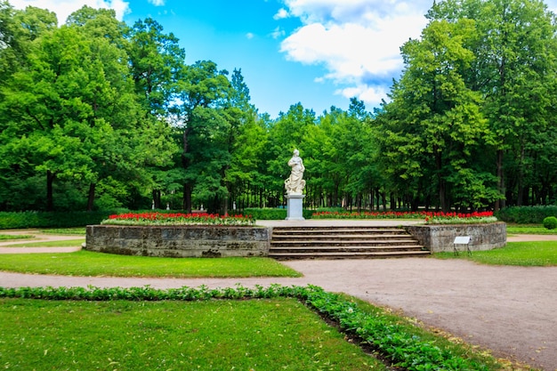 Marble allegorical statue Peace in Pavlovsk park Russia