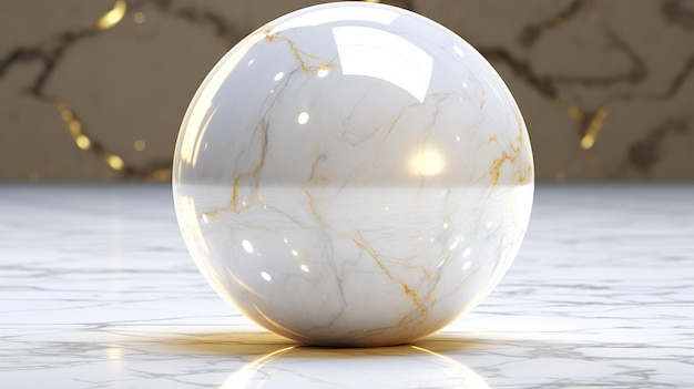 marble ball on a white marble table