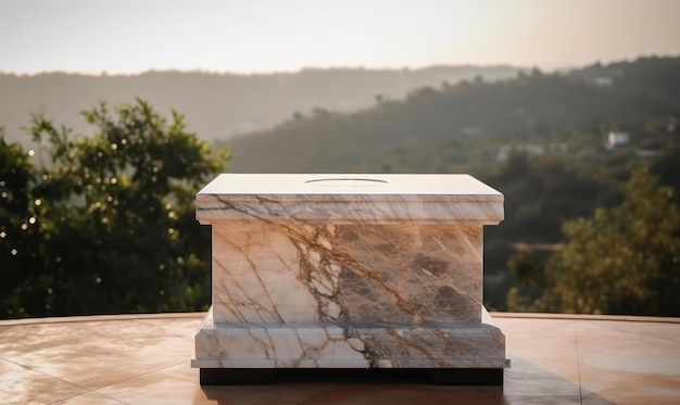 A marble box with the word marble on it