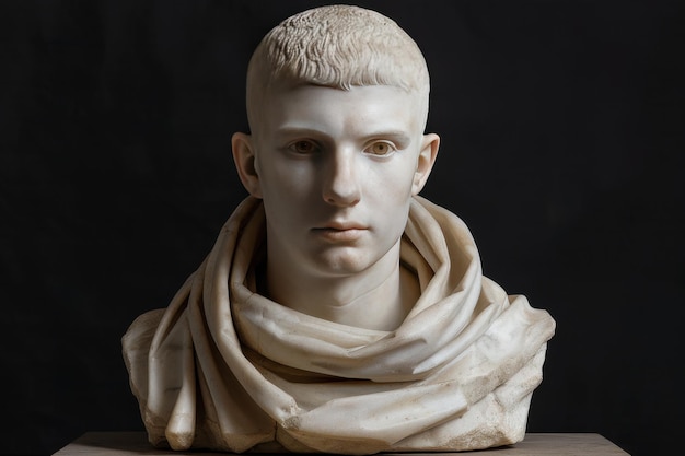 Photo marble bust of a young man draped in a sculptural scarf