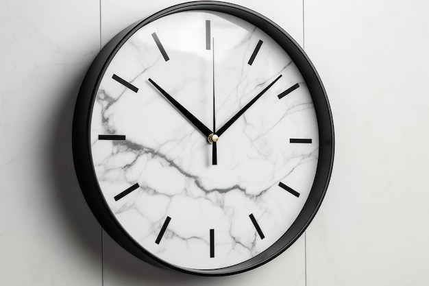 Marble clockwall isolated on white background Generative AI