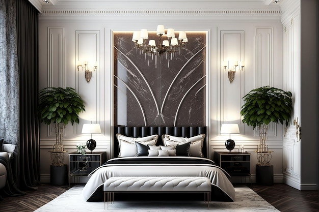 Marble decorated modern luxury classic bedroom