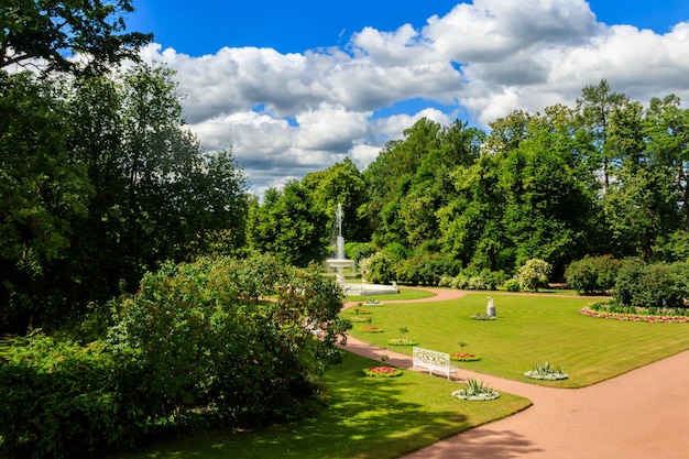 Marble fountainvase in Catherine park at Tsarskoye Selo in Pushkin Russia