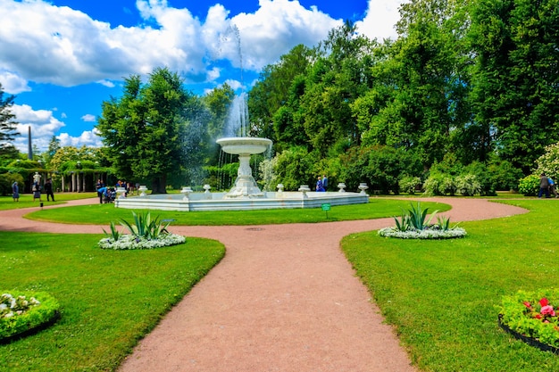 Marble fountainvase in Catherine park at Tsarskoye Selo in Pushkin Russia