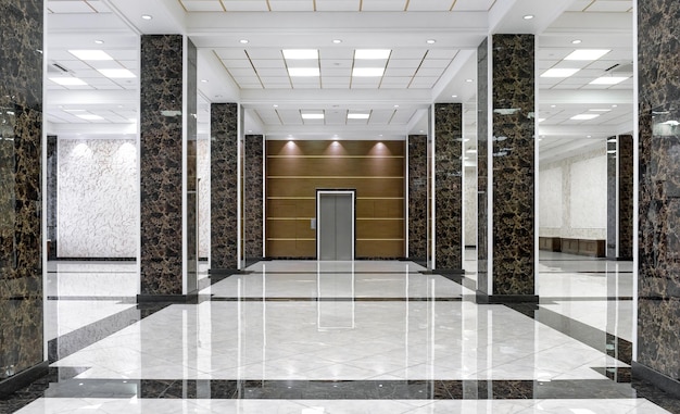 Marble interior of a luxury lobby of company or hotel