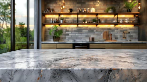 Marble Kitchen Countertop With Window View