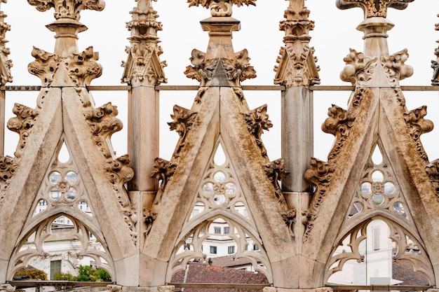 Marble patterns on the spires on the roof of the duomo milan italy