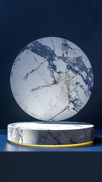 Photo marble platform with blue background