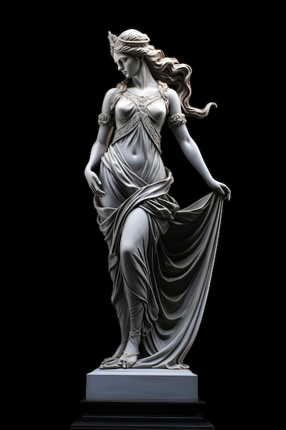 Photo marble sculpture of greek goddess on a black background