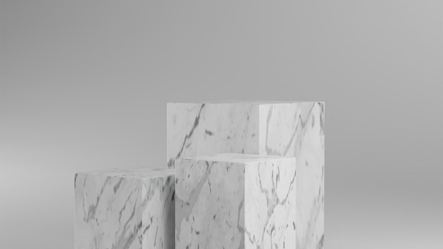 Marble square podium 3d realistic render with simple background