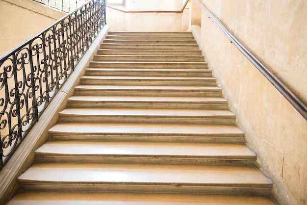 Marble staircase with stairs in luxury hall Inside of Les Invalides Paris