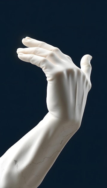 marble statue white hand reaching out isolated with white highlights