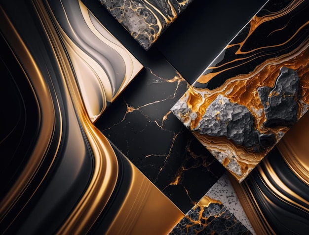 Marble stone texture background material with gold created with Generative AI technology