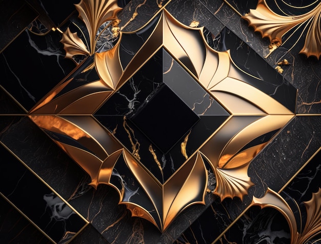 Marble stone texture background material with gold created with Generative AI technology