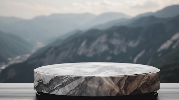 Marble surface table tabletop with mountain foundation for thing appear show Creative resource AI Generated