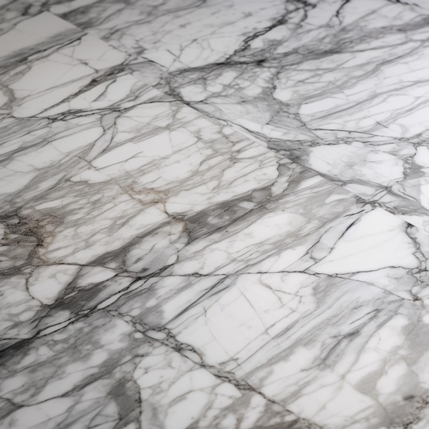 A marble table has a black and white pattern.