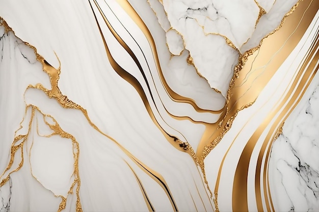 Marble wallpaper that is white and gold.