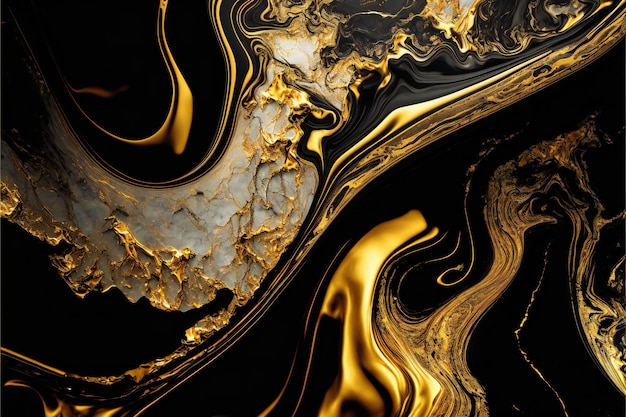 Marbled gold and black background texture abstract background